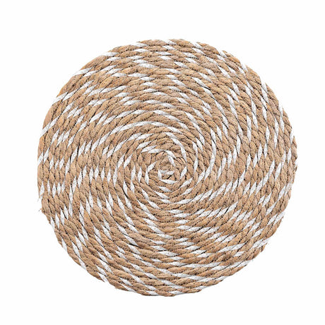 Cane Straw Nala White - Rund dækkeserviet Ø 38 cm