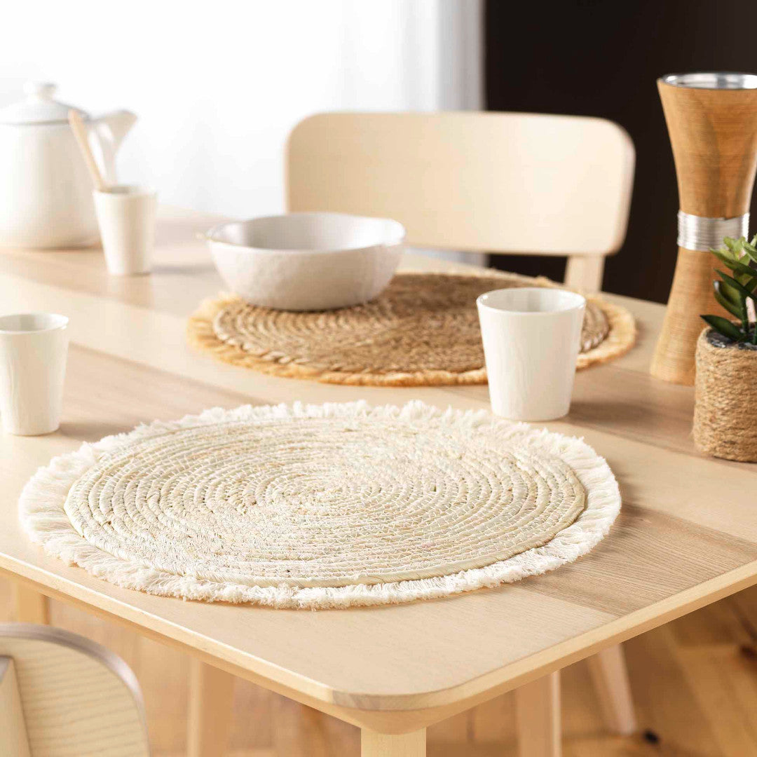Cane Straw Oslo Linen - Rund dækkeserviet Ø 38 cm, udvalg
