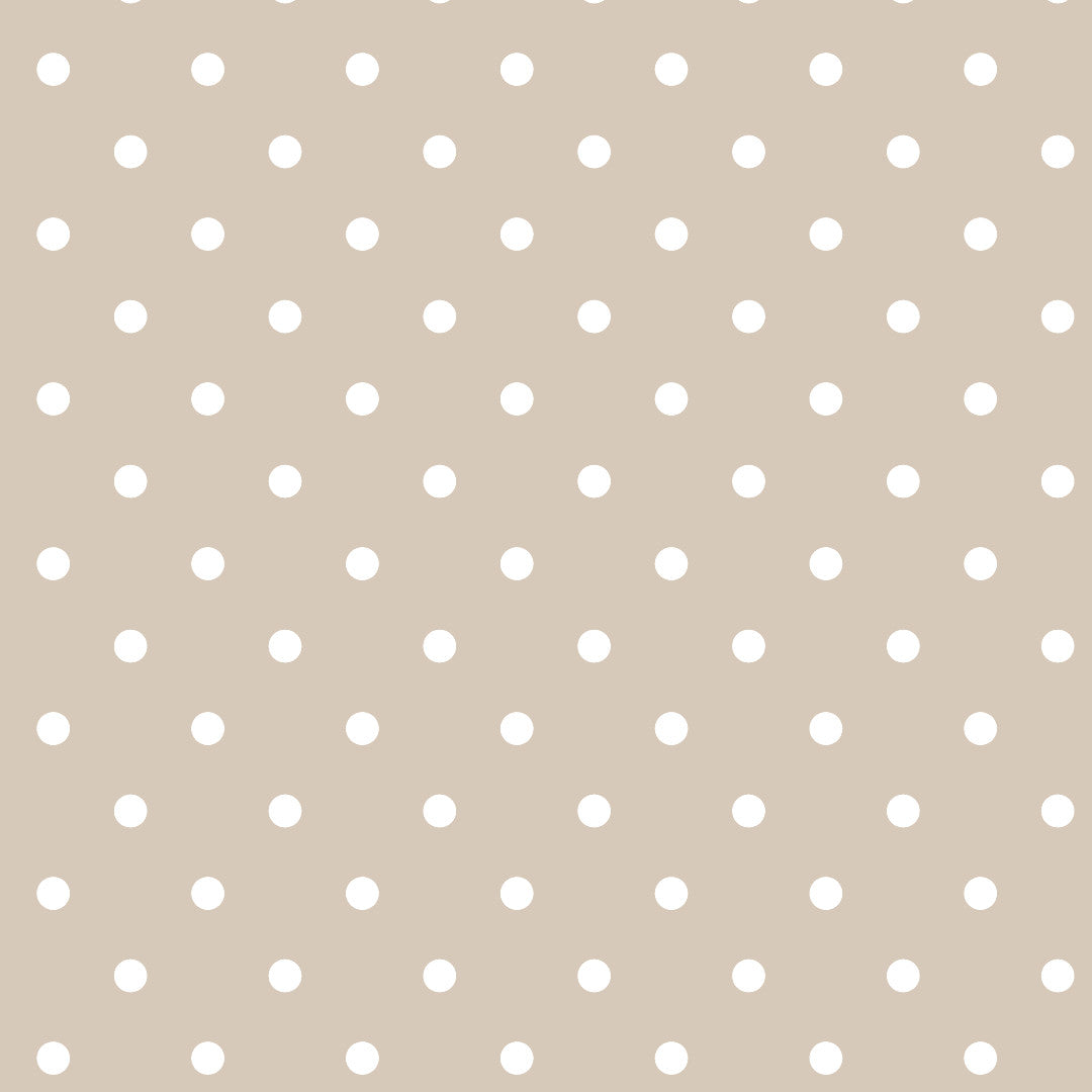 Classic Dot Beige - Voksdug med hvide prikker, mønster