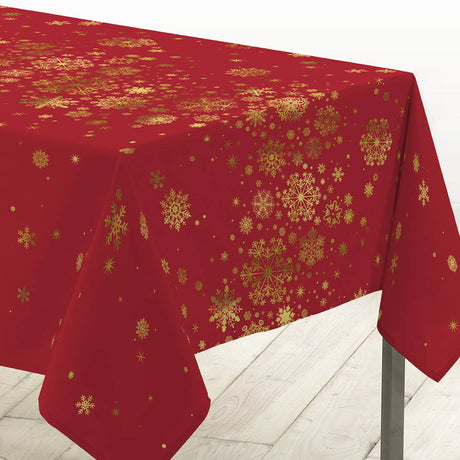 Constellation Rød/Guld - Juledug med metalprint, 150 x 240 cm, hjørne