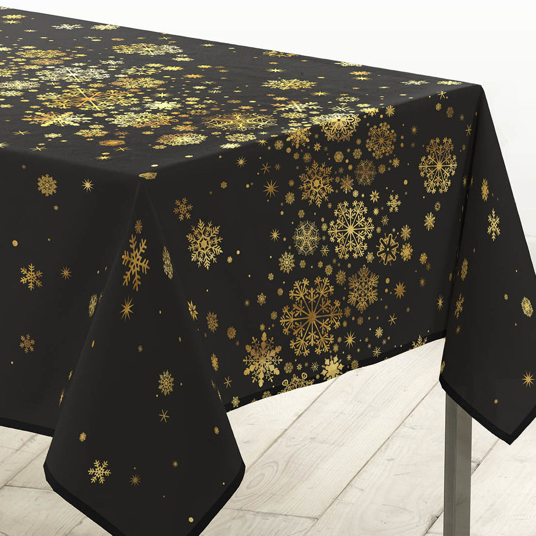 Constellation Sort/Guld - Juledug med metalprint, 150 x 240 cm, hjørne