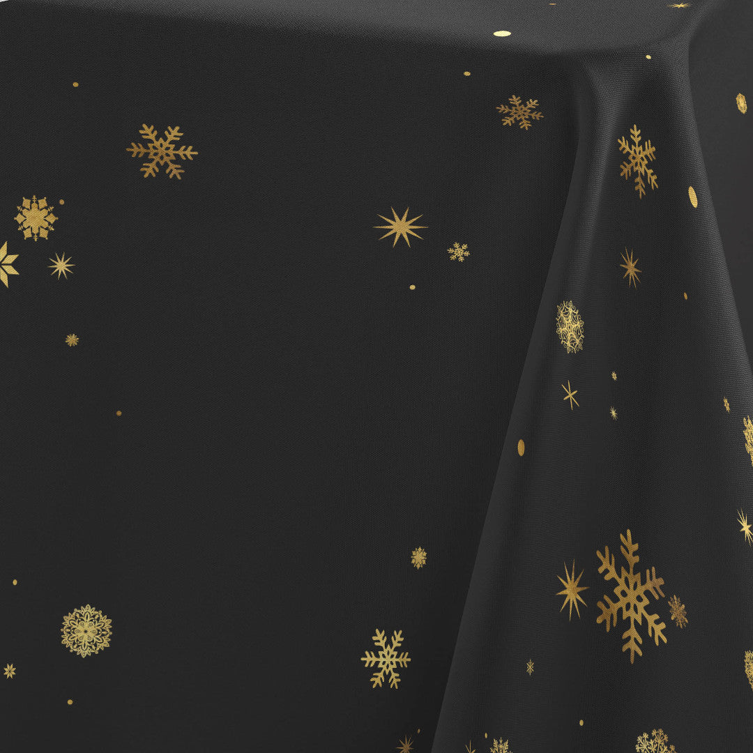 Constellation Sort/Guld - Juledug med metalprint, 150 x 240 cm, mønster