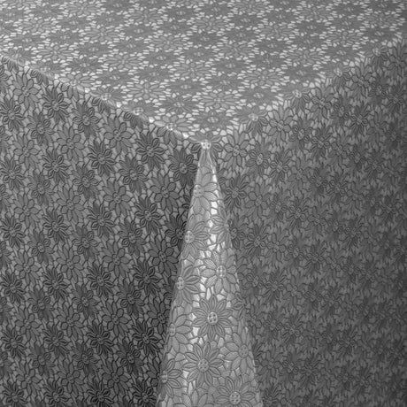 Daisy Lace Antracite – Blondevoksdug med tæt blomstermønster