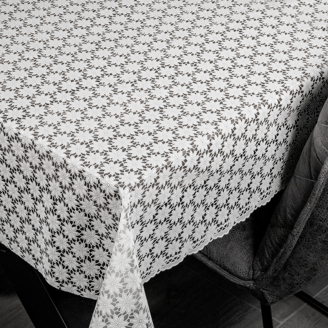 Daisy Lace – Hvid blondevoksdug med små blomster, hjørne