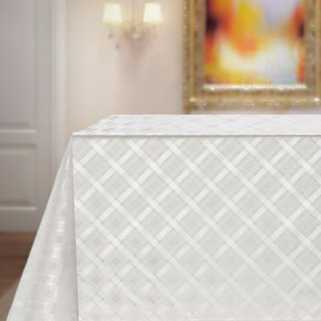Damask Fliser Hvid - Voksdug med klassisk præget damask, miljø