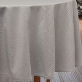 Dotea Grå Blå - Rund damaskdug med prikker, Ø 200 cm, mønster