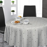Dotti Earl Grey – Rund voksdug med grafisk prikmønster, 160 cm bred