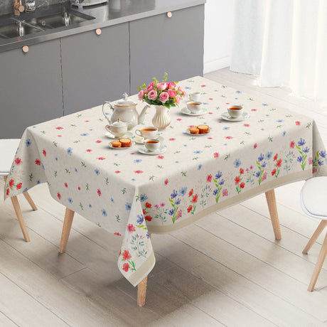 Engblomst Beige – Voksdug med blomsterbort, miljø