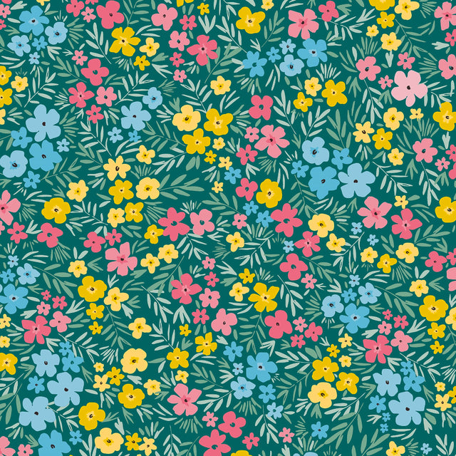 Engblomst Grøn – Let præget voksdug med tæt blomsterflor