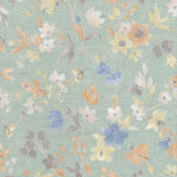 Fiore Verde – Akryldug med pastelblomster på støvet mintgrøn, mønster