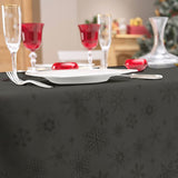 Flocons Antracit - Jacquardvævet jule- og nytårsdug, 140 x 240 cm