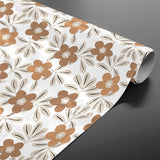 Flory Ochre - Voksdug med blomster i varme okkernuancer, rullet