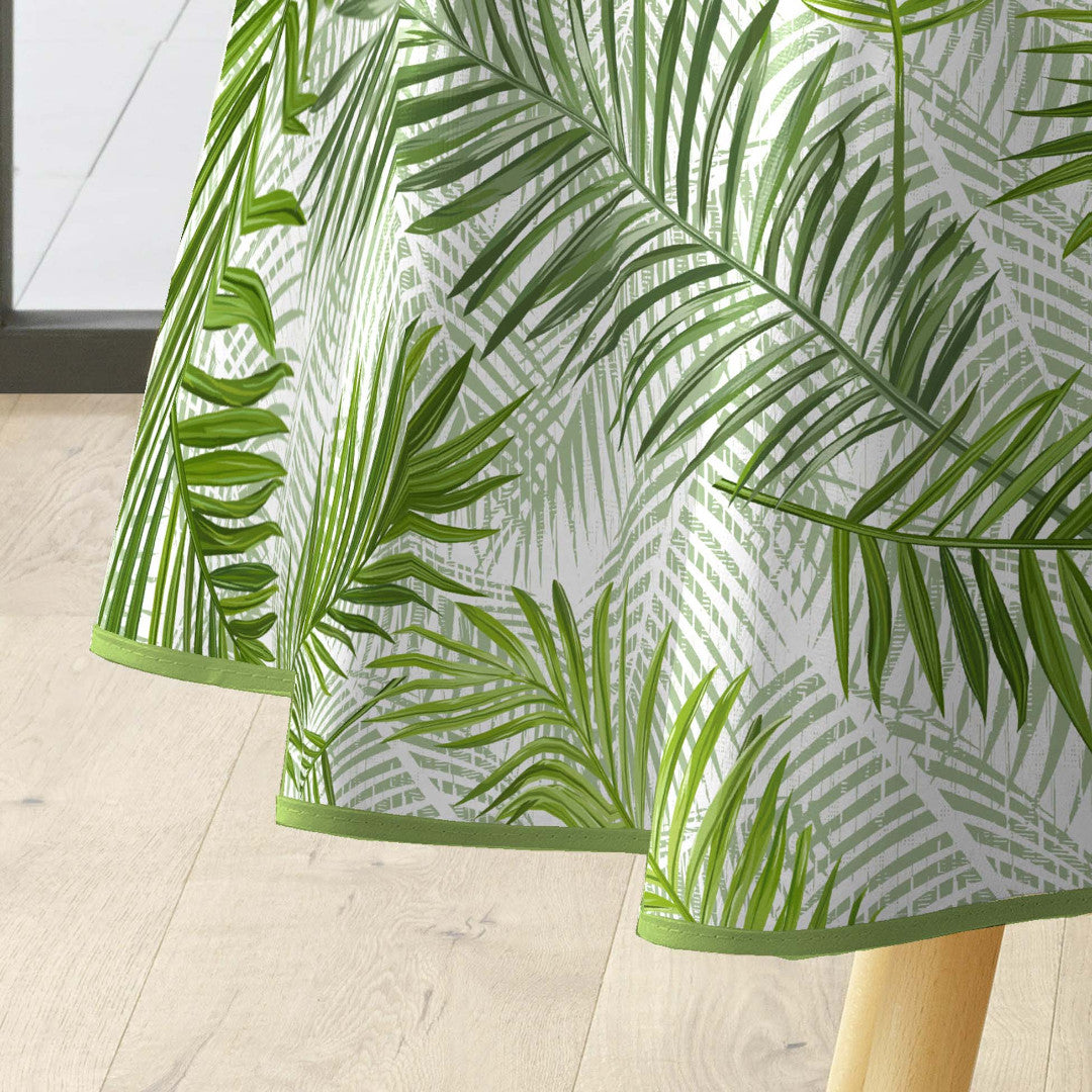Green Feuilles – rund voksdug Ø 155 cm, kant