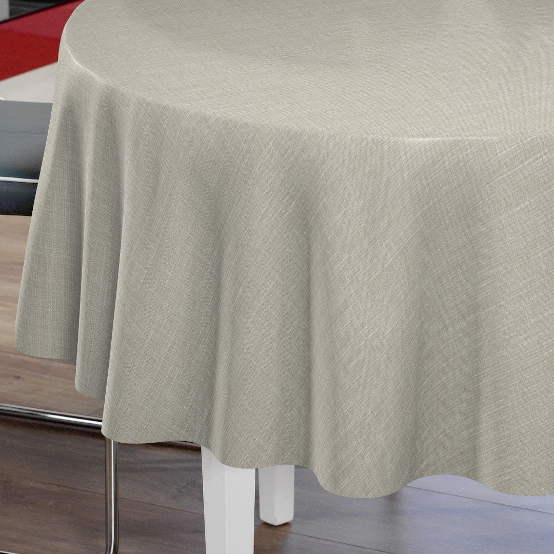 Groblad Beige – Rund voksdug i hørlook
