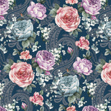 Heritage Rose Blå – Præget voksdug med blomster, mønster