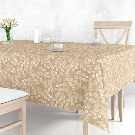 Hessian Leaf Beige – Let præget voksdug med bladmønster