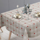 Hjertetern – Beige voksdug med tern og røde hjerter, bordende