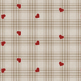 Hjertetern – Beige voksdug med tern og røde hjerter, mønster