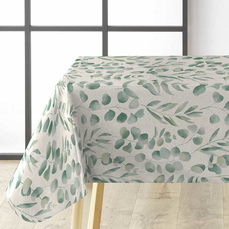 Jodie – Voksdug med glat hørlook og grønt bladmønster