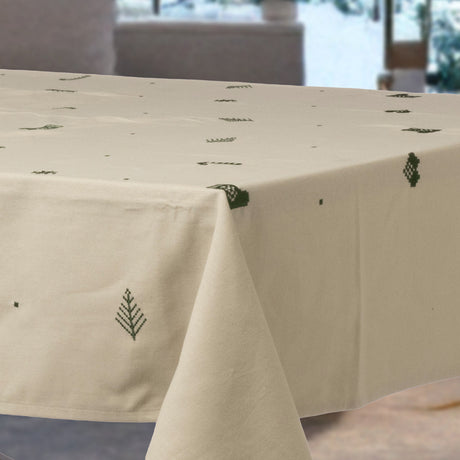 Julia Grøn - Broderet juledug, 100% bomuld - 140 x 320 cm, hjørne