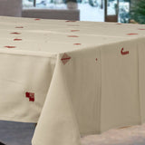 Julia Rød - Broderet juledug, 100% bomuld - 140 x 320 cm, hjørne