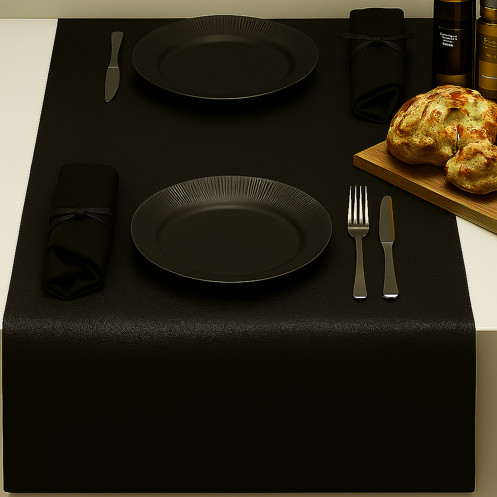 Kunstlæder Noblessa bordløber - Ekstra kraftig Dinner 4 two - 50 x 140 cm - Sort