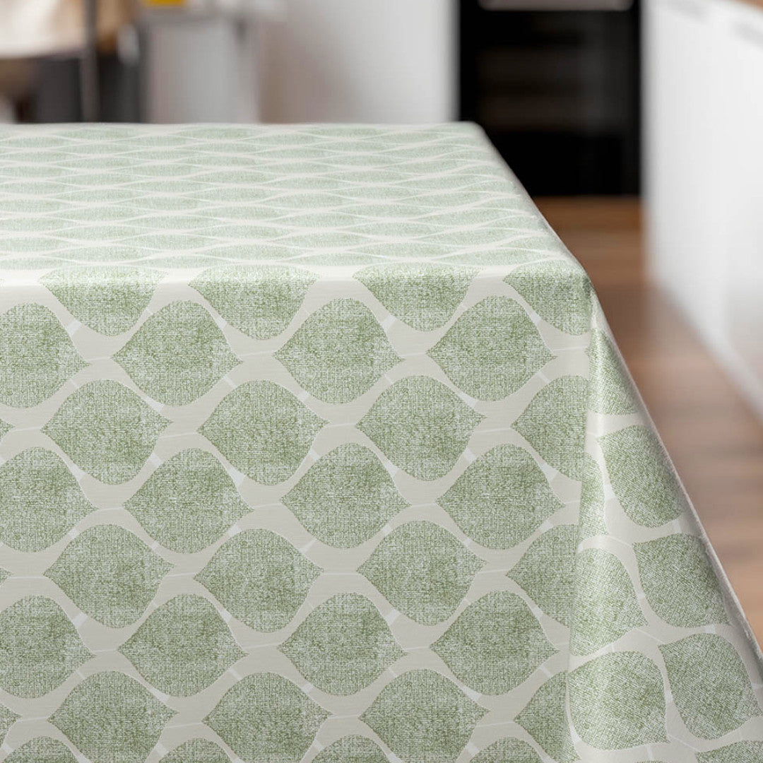 LÆNGDE: 3,5 m - Leafy Soft Green - Voksdug med blødt grafisk udtryk