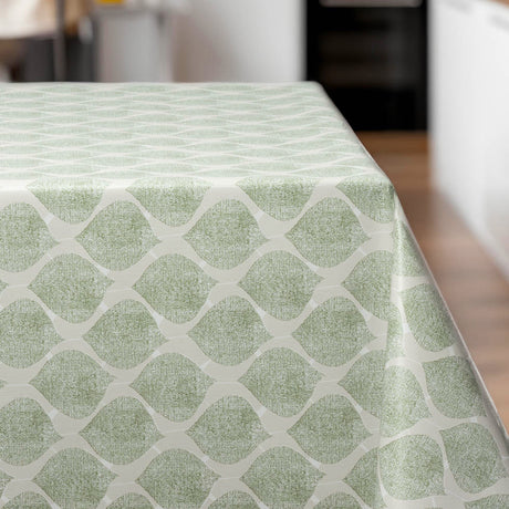 Leafy Soft Green - Voksdug med blødt grafisk udtryk