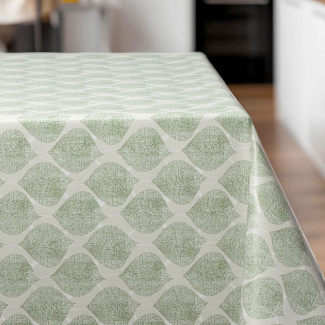 Leafy Soft Green - Voksdug med blødt grafisk udtryk