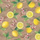 Limonata – Beige voksdug med citroner og hessianlook, mønster