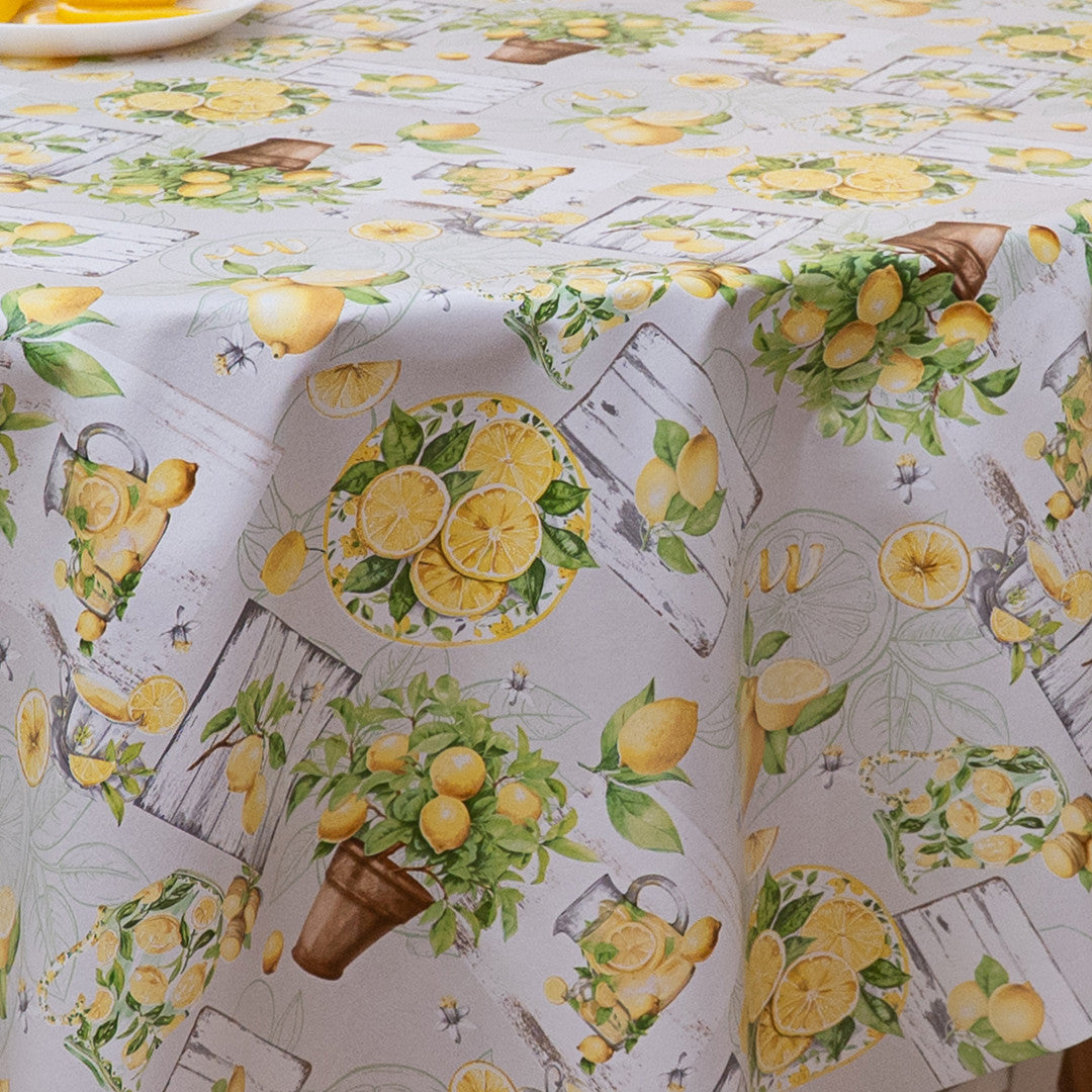 Limoncello Garden – Voksdug med citronmotiv, nærbillede