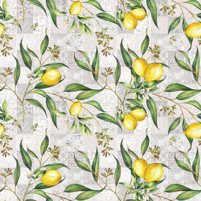 Limonero – Akryldug med citroner og patchworkmønster