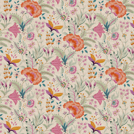 Lino Fiora – Akryldug i hørlook med blomster, 160 cm bred, mønster