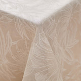Lorenza – Stofdug i hørlook med stort bladmønster – 140 x 240 cm, hjørne