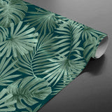 Malawi Vert - Voksdug med grafisk palmebladsmønster, rullet