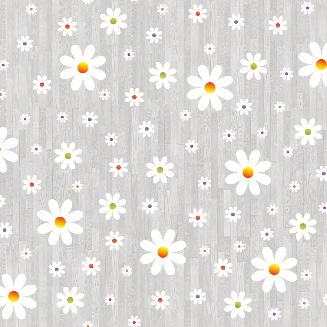 Marguerite – Grå voksdug med hvide margueritter, mønster