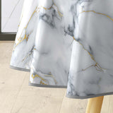 Marquina – Rund voksdug Ø 155 cm med marmormønster og metallic, kant