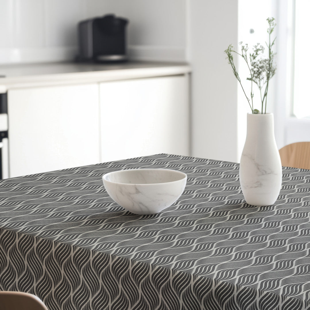 Mercedes Antracit – Akryldug med bølgende grafisk mønster, miljø