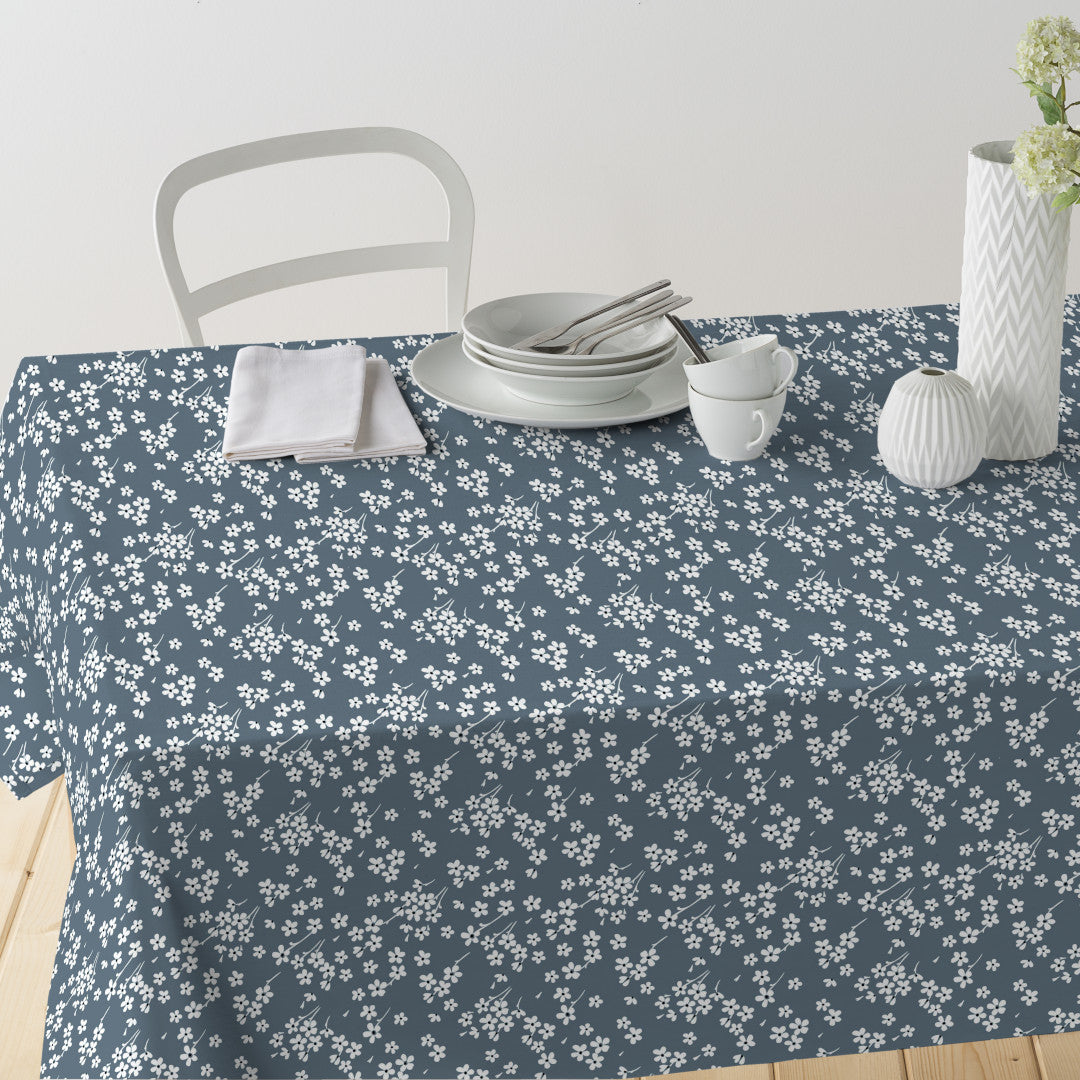 Milflores Støvblå - Akryldug med små blomster, bord