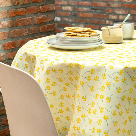 Mimosi Vanilla - Captain Cook voksdug med små grafiske blomster, hjørne