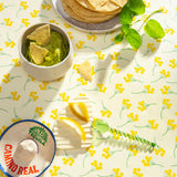 Mimosi Vanilla - Captain Cook voksdug med små grafiske blomster, nærbillede