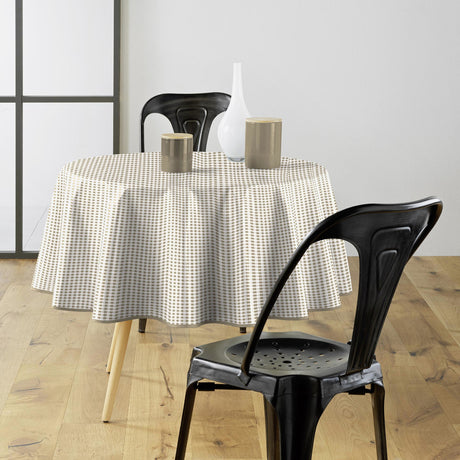 Mini Vichy Naturel – Rund voksdug med tern Ø 155 cm, miljø