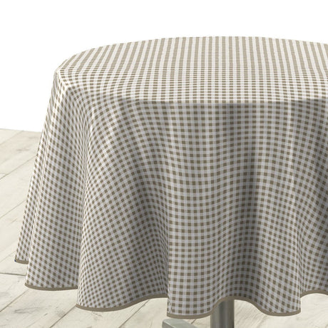 Mini Vichy Naturel – Rund voksdug med tern Ø 155 cm