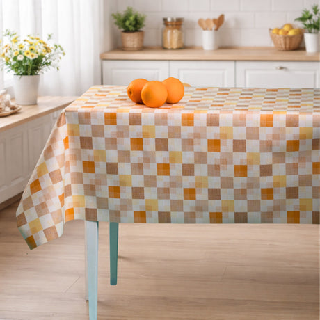 Mosaic Apricot – Ternet voksdug med tekstillook, miljø
