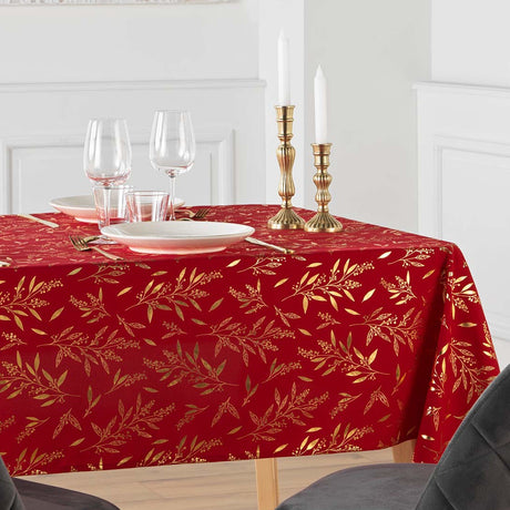 Naelle Rød/Guld - Juledug med gyldne blade, 140 x 240 cm, miljø