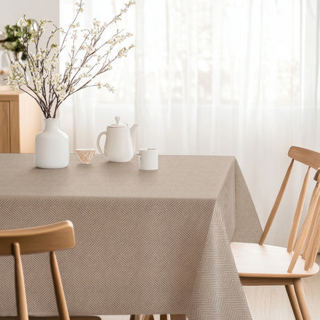 Nagore Beige – Akryldug med klassisk sildebensmønster, hjørne