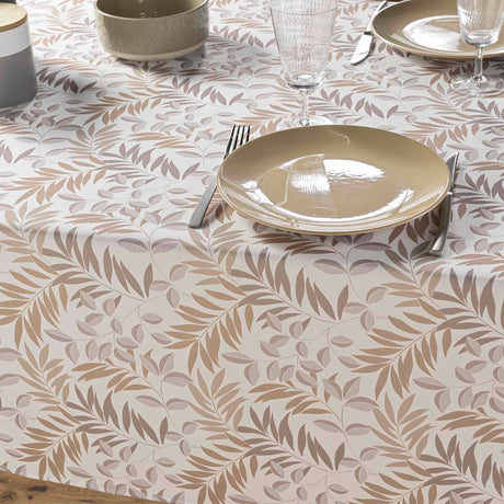 Nedelia Natural - 145 x 240 cm, rektangulær dug med bladmønster, nærbillede