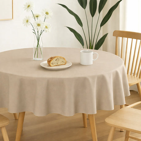 Nelson, ensfarvet rund stofdug Ø 180, Hørfarvet, miljø