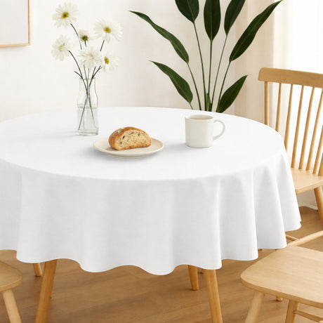 Nelson, ensfarvet rund stofdug Ø 180, Hvid, miljø
