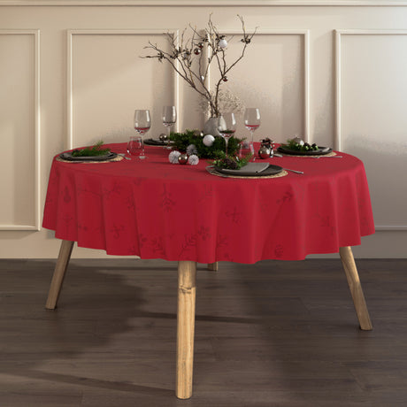 Engholm Noel damaskvævet rund juledug, rød - Ø 180 cm